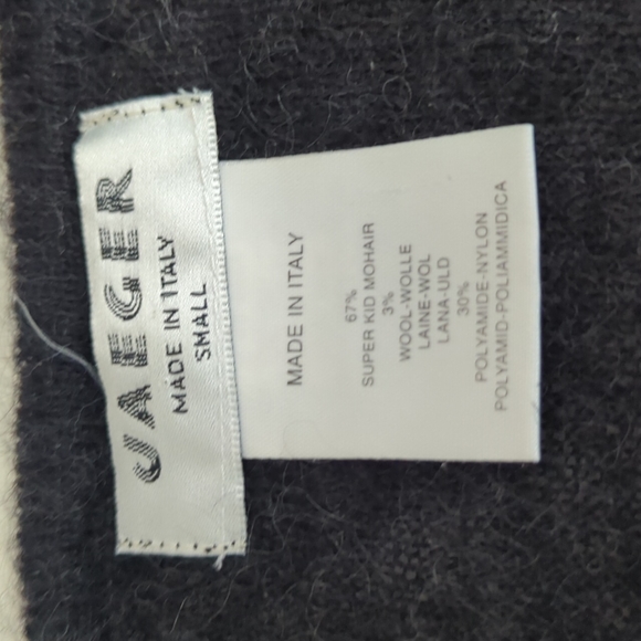 Vintage Jaeger dark gray charcoal mohair wool round neck sweater small italy - Picture 5 of 7